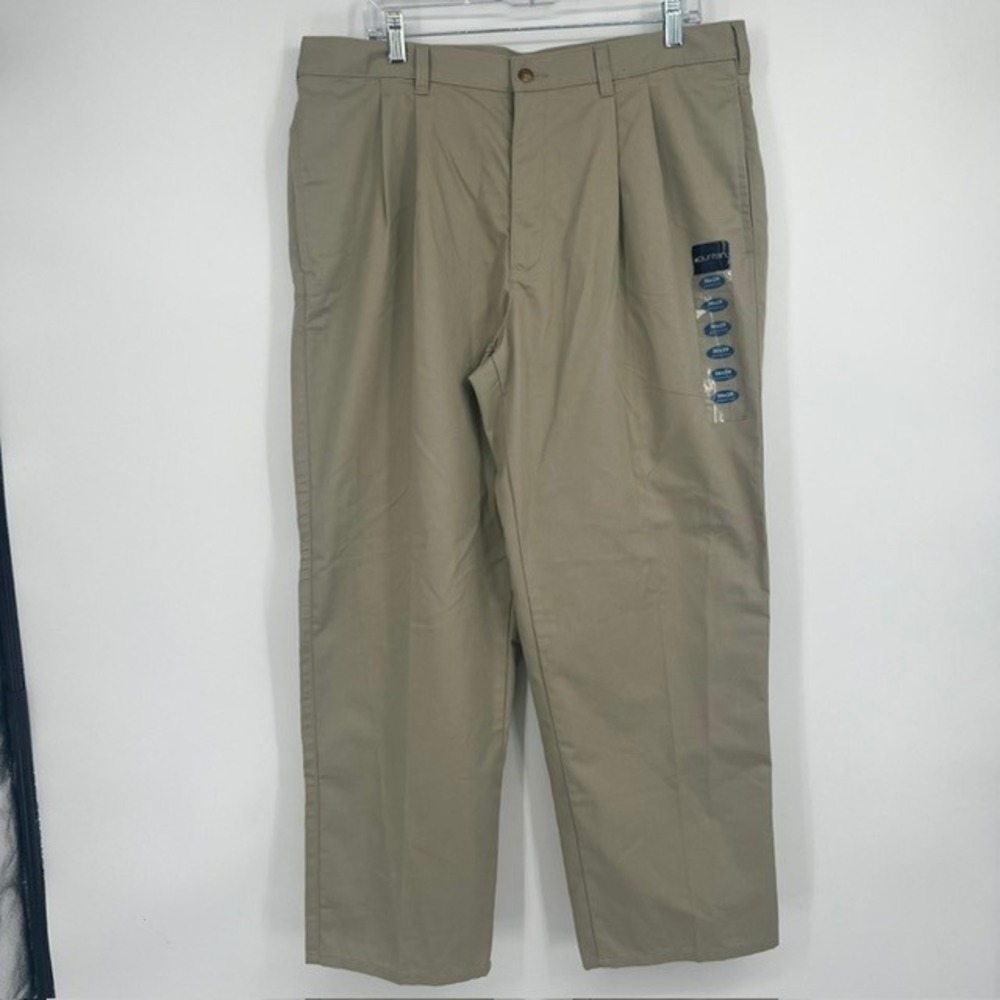 NWT Puritan Men's Khaki Pleated Classic Fit Wrinkle Resistant Pants Size‎ 36x29